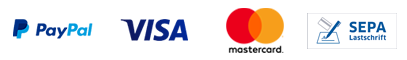 Zahlungsarten: Paypal - Visa - Mastercard - SEPA